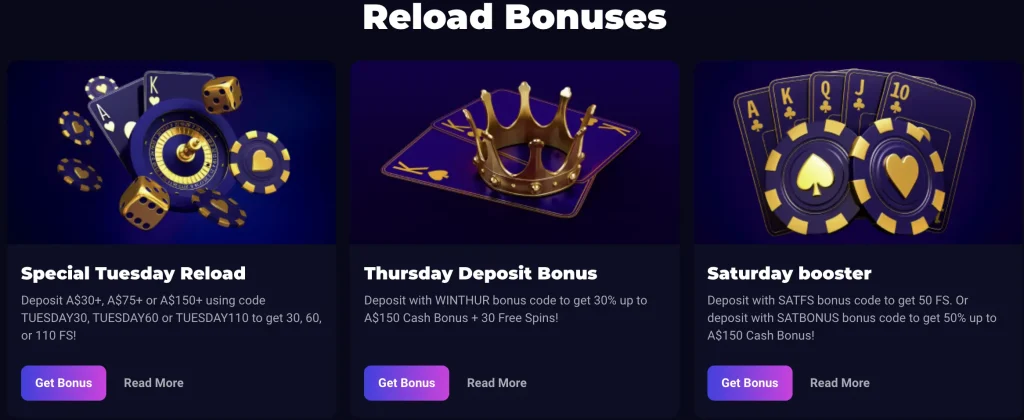 Reload bonuses Lucky7even Casino